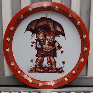 Vintage Hummel boy & girl under umbrella